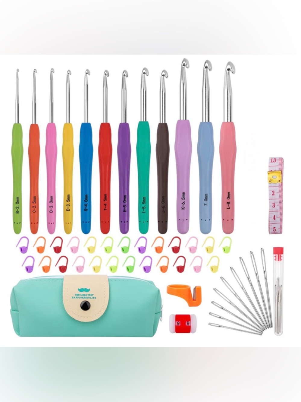 Crochet Hooks 12 Sz Crochet Hook Set 50 Pk Yarn Crochet Kit for Beginners New